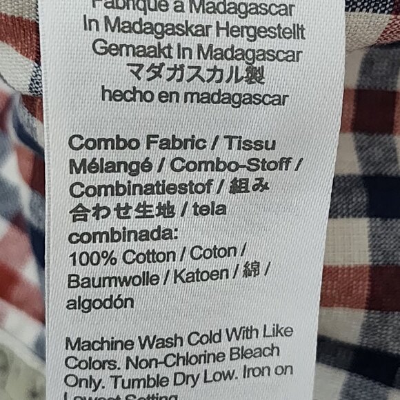 J. Crew Red Navy Gingham Checks 100% Cotton Button Front Shirt - Picture 5 of 5